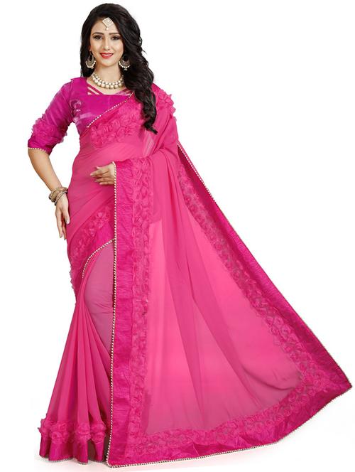 self design plain saree with blouse - 20054437 - Very Small Image - 1