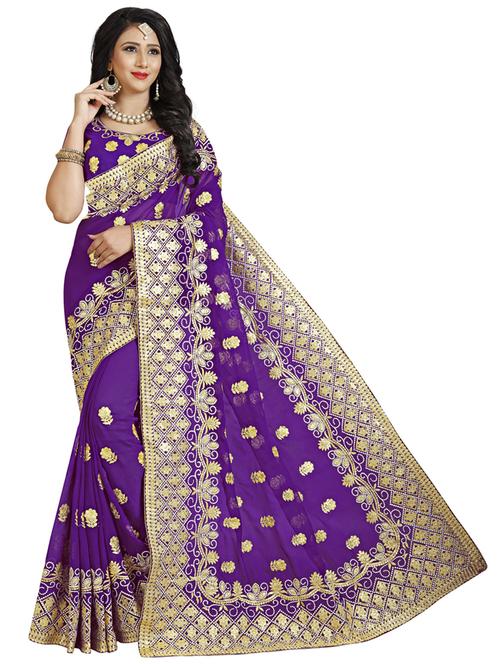 embroidered saree with blouse - 20054439 - Very Small Image - 1