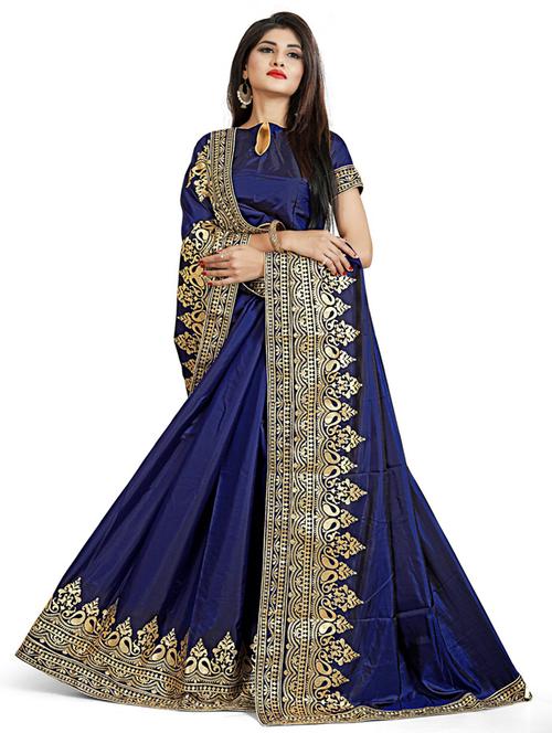 blue silk patola saree with blouse - 20054444 - Very Small Image - 1
