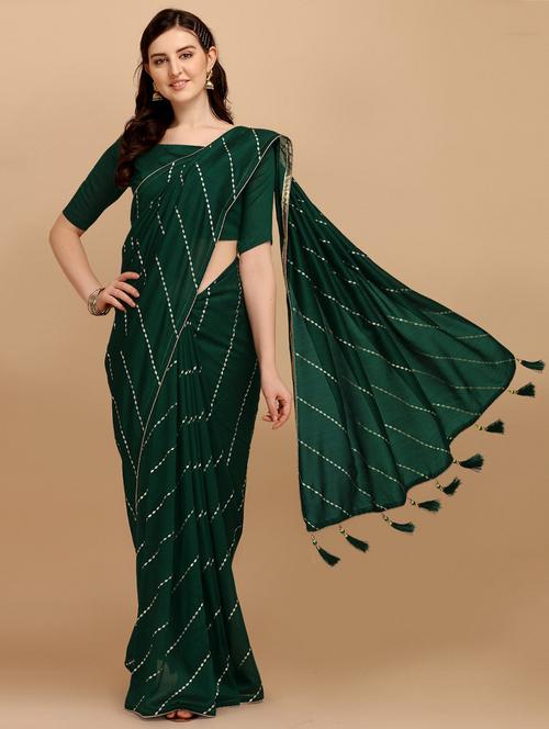 green self design saree with blouse - 20054480 - Very Small Image - 1