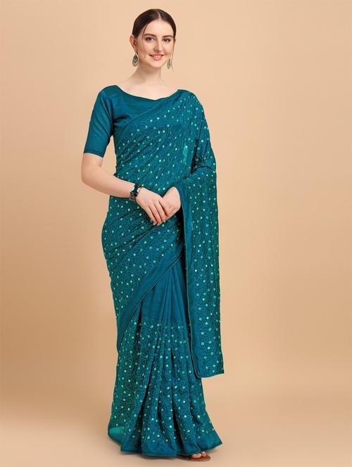embroidered saree with blouse - 20054523 - Very Small Image - 1