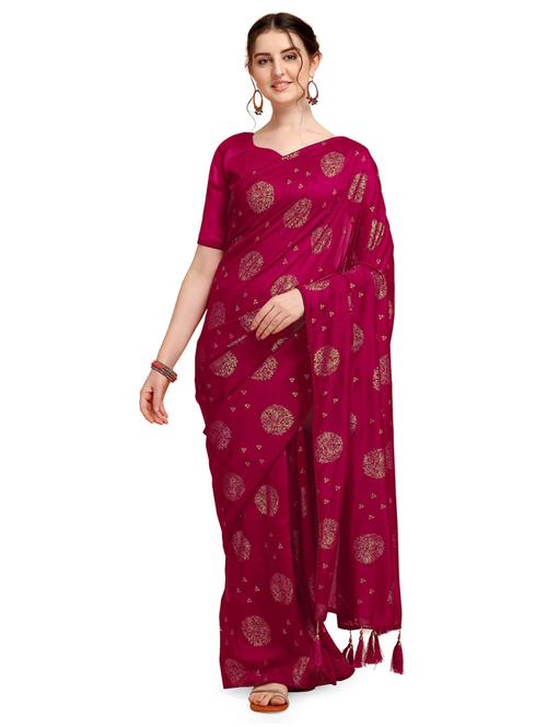 pink printed saree with blouse - 20054585 - Very Small Image - 1