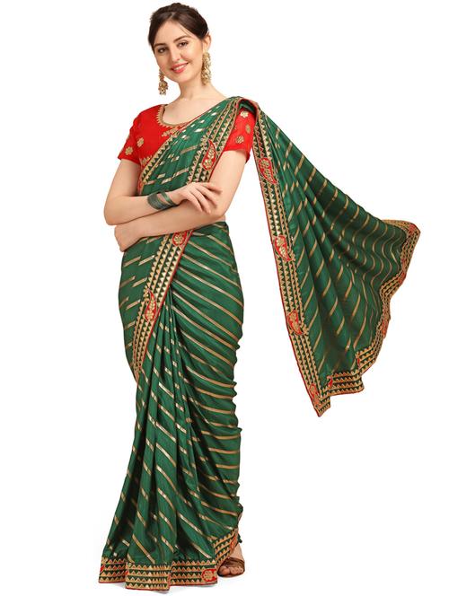green self design saree with blouse - 20054610 - Very Small Image - 1