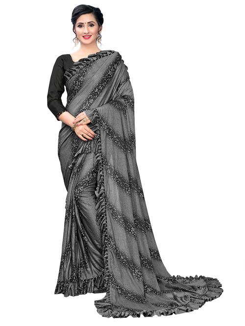 printed saree with blouse - 20054652 - Very Small Image - 1