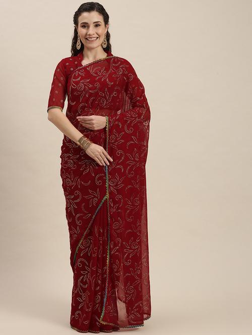 self design saree with blouse - 20054681 - Very Small Image - 1