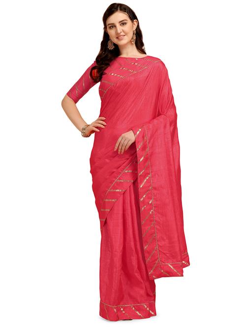 lace bordered solid saree with blouse - 20054705 - Very Small Image - 1