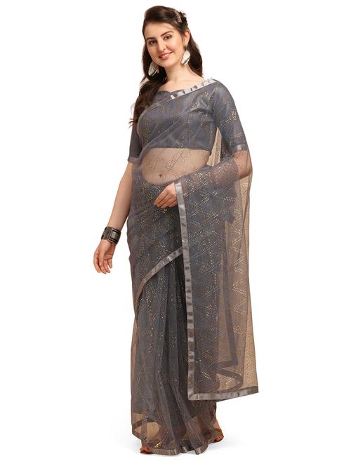 sequined saree with blouse - 20054716 - Very Small Image - 1
