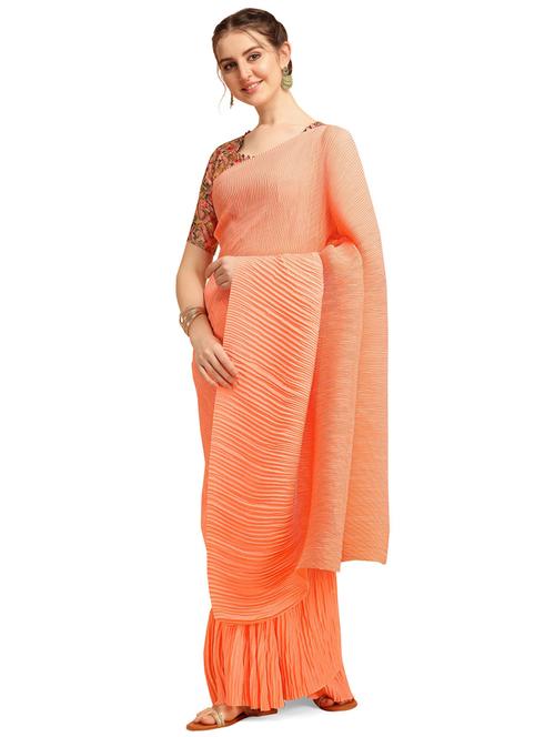 self design plain saree with blouse - 20054740 - Very Small Image - 1