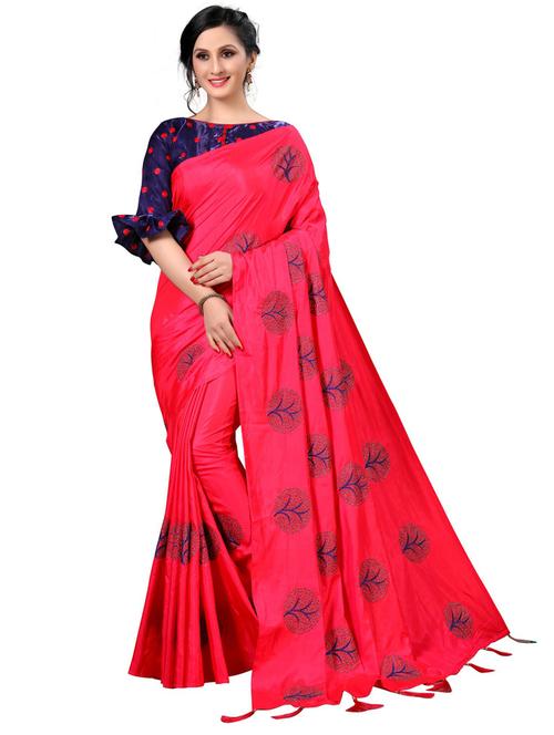 pink embroidered saree - 20054781 - Very Small Image - 1