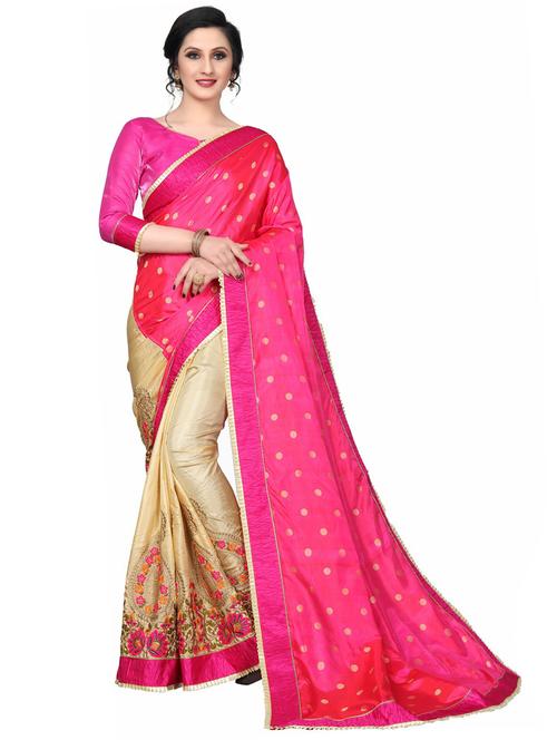 beige half and half saree - 20054811 - Very Small Image - 1