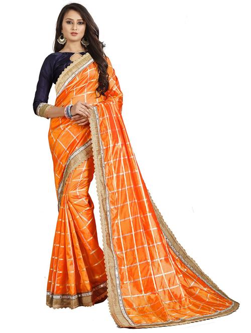 orange bordered saree - 20054864 - Very Small Image - 1