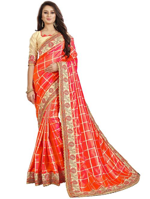 orange bordered saree - 20054866 - Very Small Image - 1