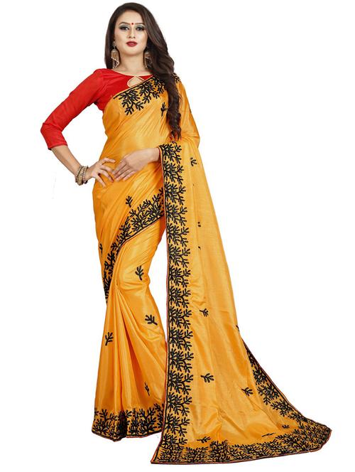 yellow bordered saree - 20054876 - Very Small Image - 1