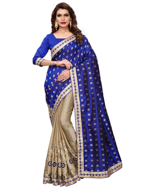 embroidered half and half saree with blouse - 20054893 - Very Small Image - 1
