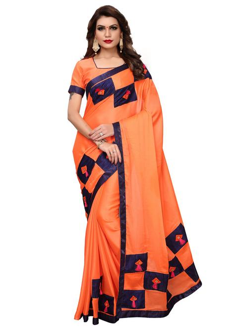 orange bordered saree with blouse - 20054894 - Very Small Image - 1