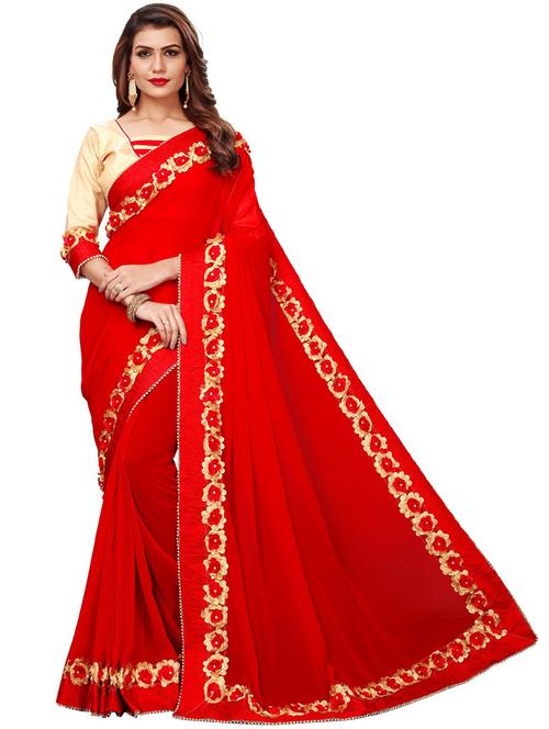 red bordered saree - 20054913 - Very Small Image - 1