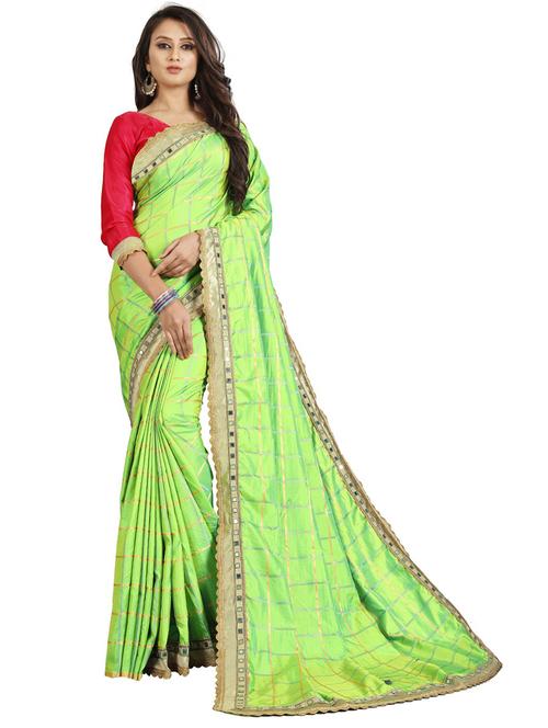 light green bordered saree with blouse - 20054946 - Very Small Image - 1