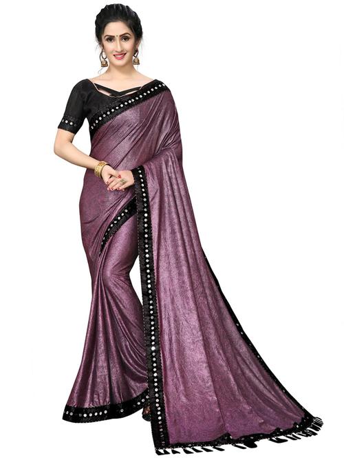 purple bordered saree with blouse - 20054954 - Very Small Image - 1