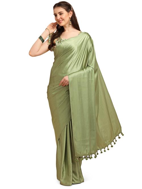 light green woven saree with blouse - 20055005 - Very Small Image - 1