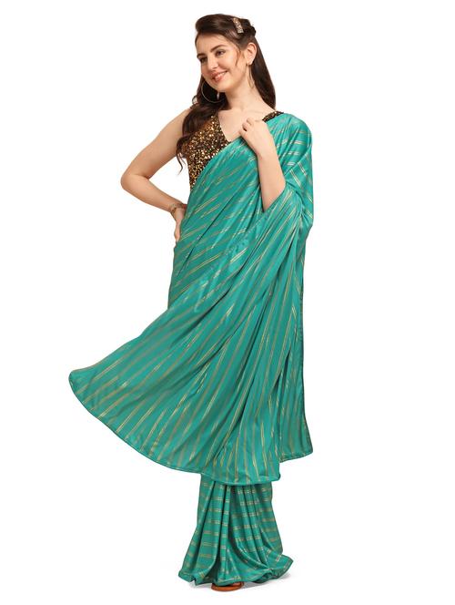 turquoise printed saree with blouse - 20055006 - Very Small Image - 1