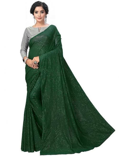 dark green printed saree with blouse - 20055016 - Very Small Image - 1