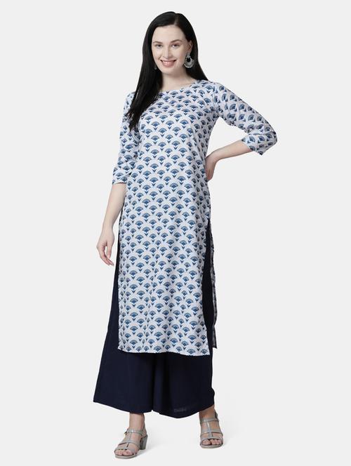 white crepe straight kurta - 20055097 - Very Small Image - 1
