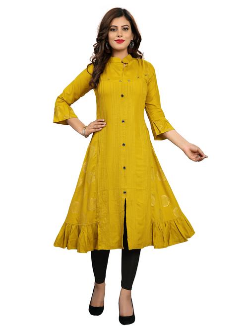 yellow viscose from slit kurta - 20055154 - Very Small Image - 1