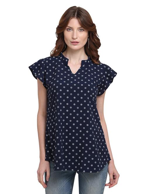 blue cotton blend regular top - 20055164 - Very Small Image - 1