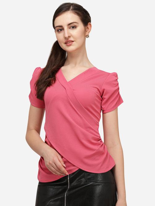 pink polyester wrap top - 20055213 - Very Small Image - 1