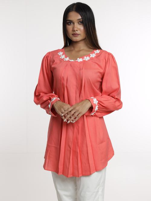 orange viscose a line tunic - 20055272 - Very Small Image - 1