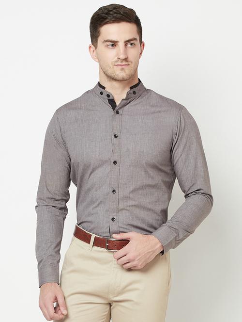 mens melange casual shirt - 20055669 - Very Small Image - 1
