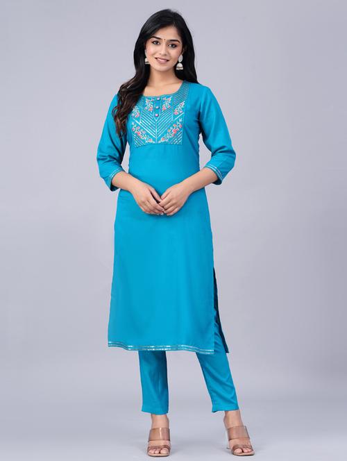 embroidered kurta pant set - 20055682 - Very Small Image - 1