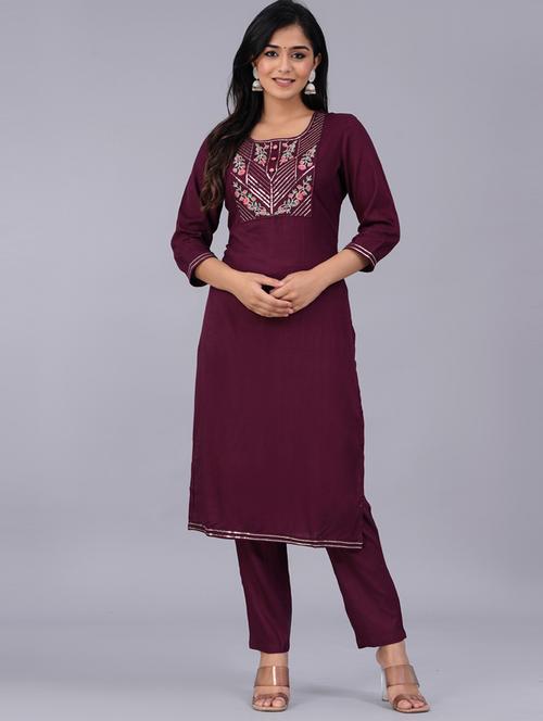 embroidered kurta pant set - 20055684 - Very Small Image - 1