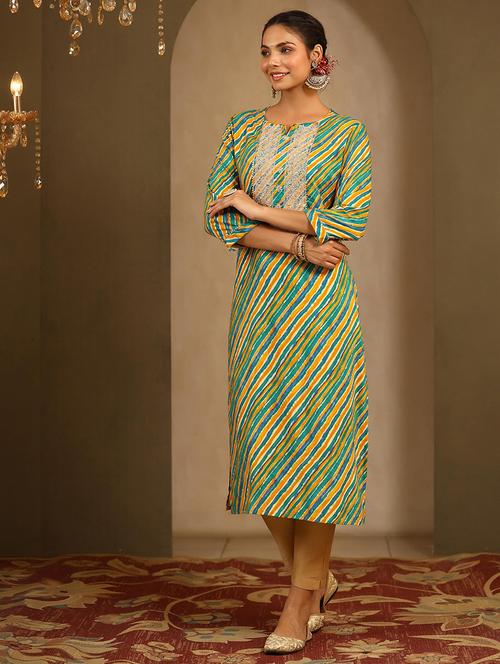 notch neck printed a-line kurta - 20056183 - Very Small Image - 1