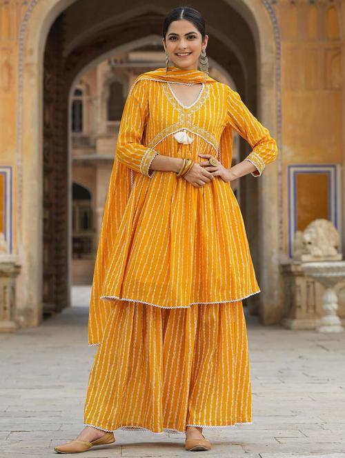 v neck kurta sharara set with dupatta - 20056196 - Very Small Image - 1