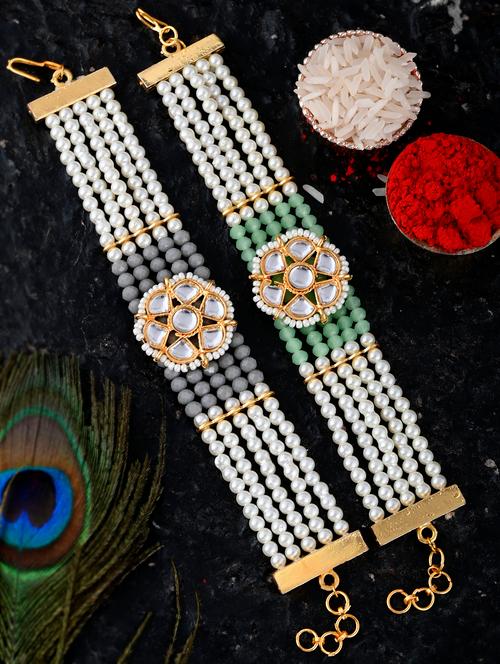 pack of 2 kundan rakhis - 20056233 - Very Small Image - 1