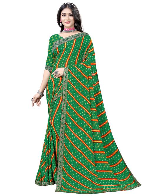 leheriya printed saree with blouse - 20056247 - Very Small Image - 1
