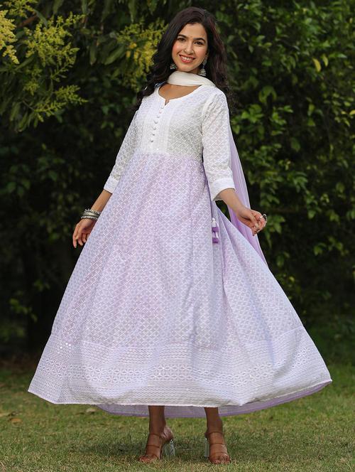 embroidered anarkali dress with dupatta - 20056517 - Very Small Image - 1