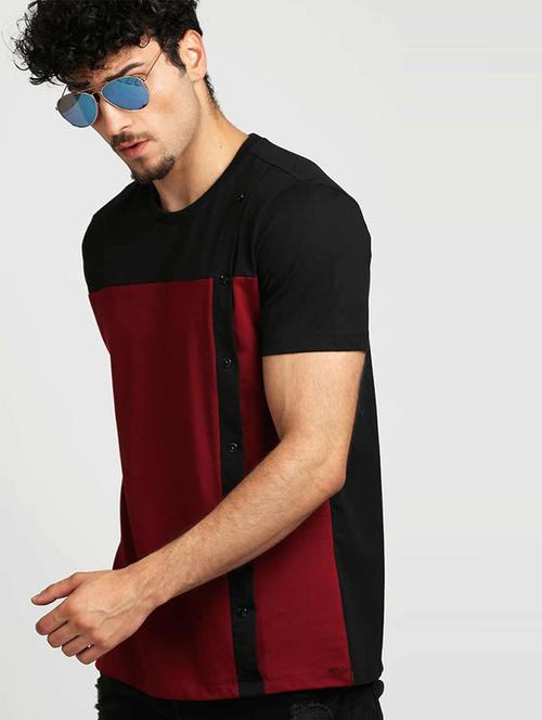 round neck color blocked regular t-shirt - 20058172 - Very Small Image - 1
