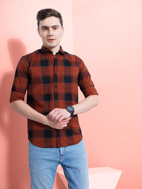 camisa mens check print casual shirt - 20059092 - Very Small Image - 1