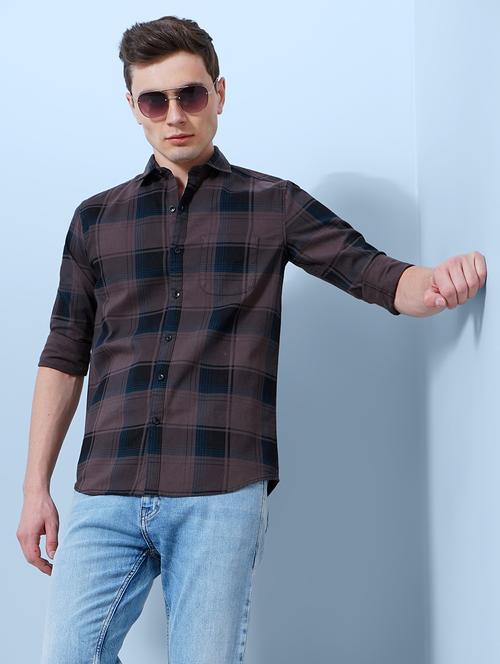 camisa mens check print casual shirt - 20059093 - Very Small Image - 1