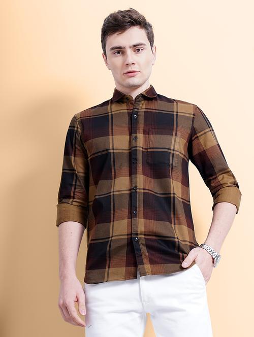 camisa mens check print casual shirt - 20059104 - Very Small Image - 1