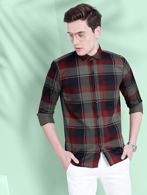 camisa mens check print casual shirt - 20059105 - Very Small Image - 1