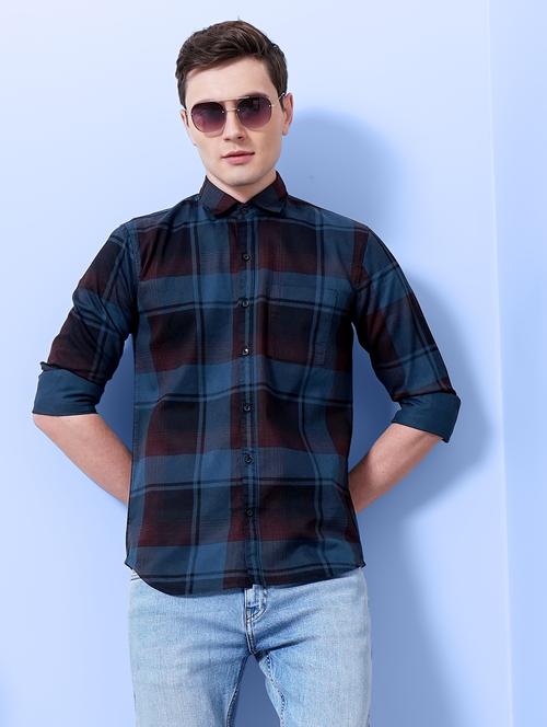 camisa mens check print casual shirt - 20059108 - Very Small Image - 1