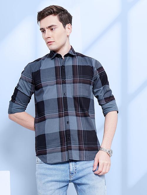 camisa mens check print casual shirt - 20059110 - Very Small Image - 1