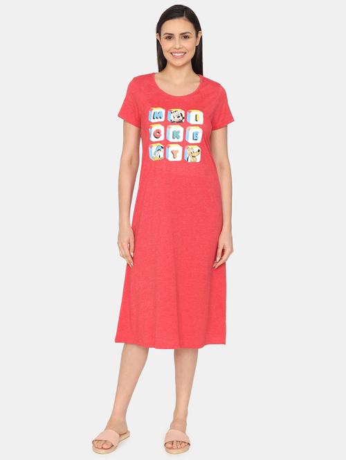 red round neck printed nighty - 20059252 - Very Small Image - 1