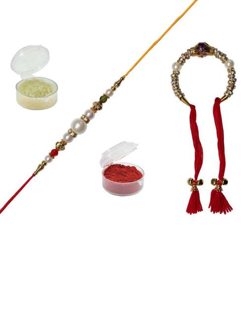 purvani pack of 2 rakhi set with roli chawal & card - 20059302 - Very Small Image - 1