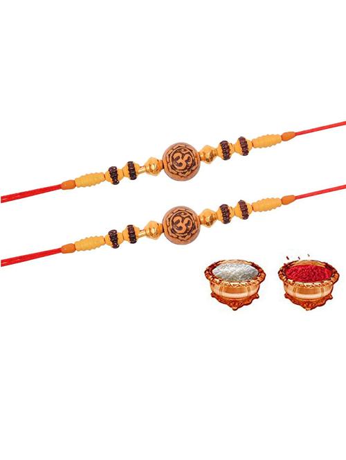 purvani pack of 2 rakhi set with roli chawal & card - 20059303 - Very Small Image - 1