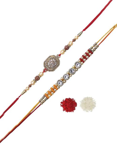 purvani pack of 2 rakhi set with roli chawal & card - 20059309 - Very Small Image - 1