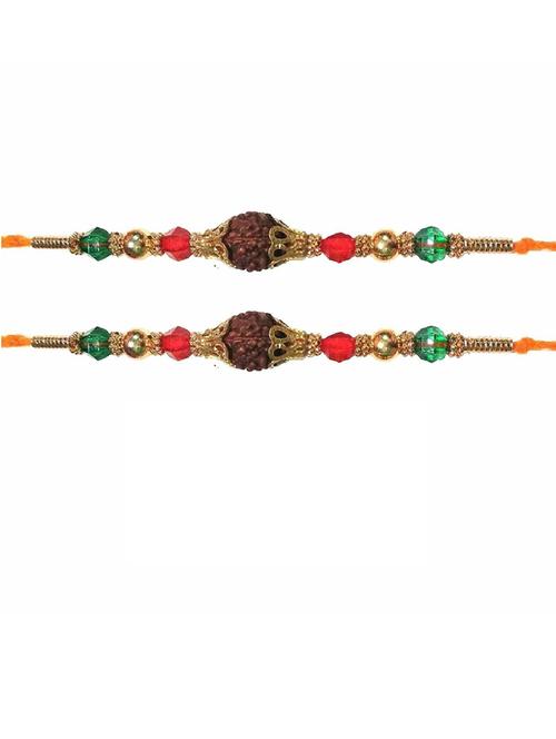 purvani pack of 2 rakhi set with roli chawal & card - 20059415 - Very Small Image - 1